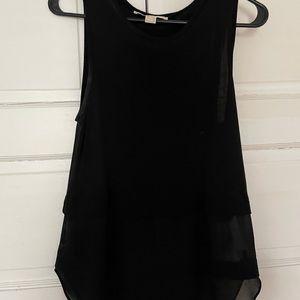 Michael Kors black cotton tank with sheer bottom detail